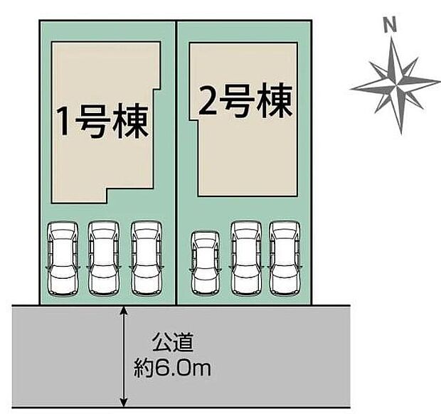 お住まい・車種により3台分駐車可能!
間口が広めでお車を停めやすくなっています☆
前面道路は6mあるので、駐車もしやすいですね♪