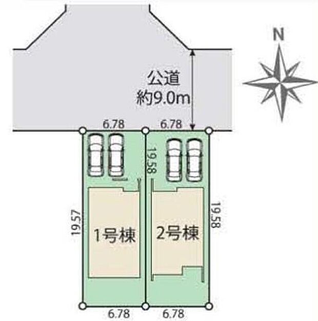 駐車スペース並列2台分♪前面道路は広く、開放感ある立地です！
日当たり良好なお庭では、家庭菜園やガーデニングも楽しめそうですね♪♪