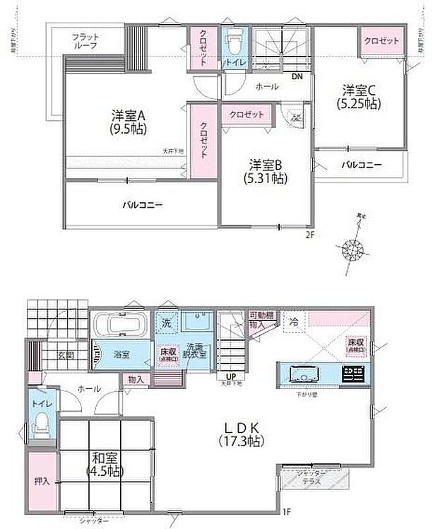 (2号棟)、価格3080万円、4LDK、土地面積134.49m2、建物面積98.95m2