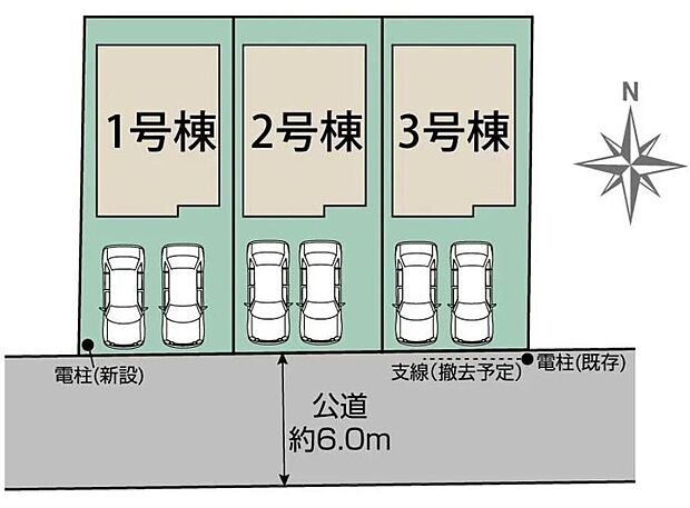 明るい南向き◎並列2台分の駐車スペース完備!前道が6mあるので、車庫入れが苦手な方でも安心して入れられます。