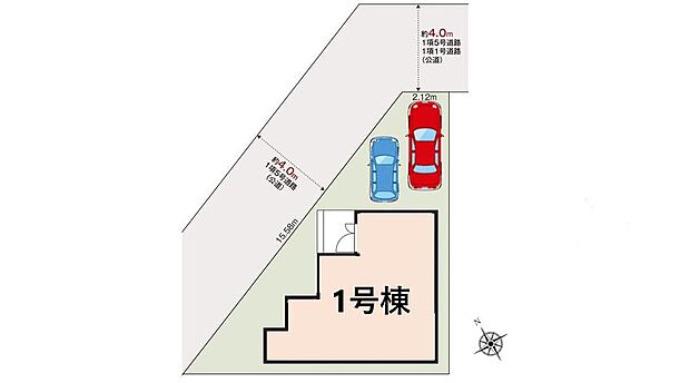 【全体区画図】駐車スペース2台分完備☆（車種によります）
来客時にも便利ですね♪
空いたスペースは自転車置き場にも◎