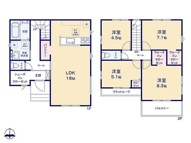 【4LDK】玄関をスッキリ保てる「シューズクローゼット」や非常食・食品ストックを収納可能な「パントリー」など、
とにかく収納が豊富なお住まいです☆
生活動線を考慮した快適な間取りも◎！！
