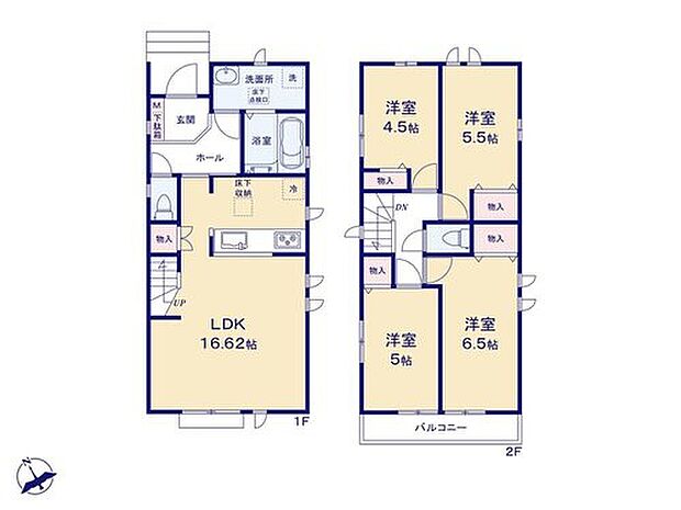 【4LDK】家族のふれあいがもっと嬉しくなる「リビングイン階段」採用!
対面式キッチンはリビングを見渡せるので
小さなお子様の様子を見ながら安心してお料理出来ちゃいます☆
全室収納完備も◎