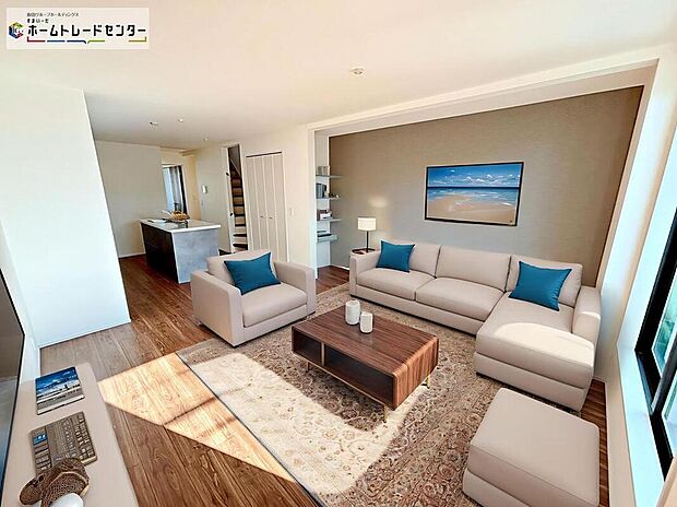 【☆Living　Room☆】思い思いの過ごし方をする。理想のリビングともいえる空間を実現するには、家族が自然に集まる演出や、適度な距離感を保てる空間の広さも必要ですね。（家具はCGです）