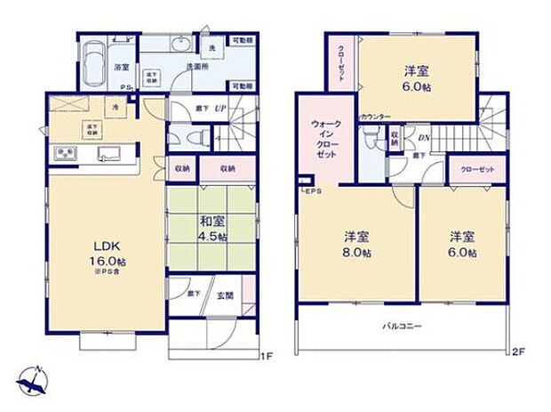 【4LDK】8帖の主寝室には大容量のWIC♪衣替えなど
衣類の管理もラクになります◎
LDKに隣接した和室はお子様の遊び場にも
ぴったり☆対面式キッチンからも見えて
安心です！