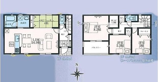 【3LDK】◇光と風を呼び込む全室南向き☆
◇リビングと横にはほっと寛げるタタミコーナーをご用意☆
◇2階に3部屋をまとめることで、ご家族それぞれのプライベート空間も保てますね♪