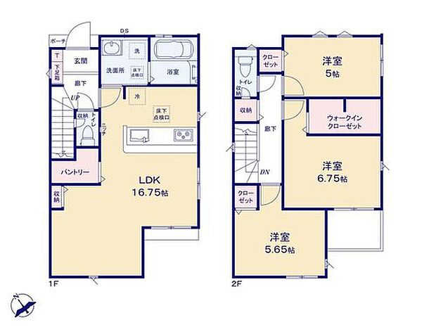 【3LDK】「水廻り集中設計」で家事がしやすいお住まい☆
LDKの収納としても便利そうな「パントリー」をご用意しました♪
2階居室は個室感ある3部屋☆プライベートもさらに充実しそうですね!