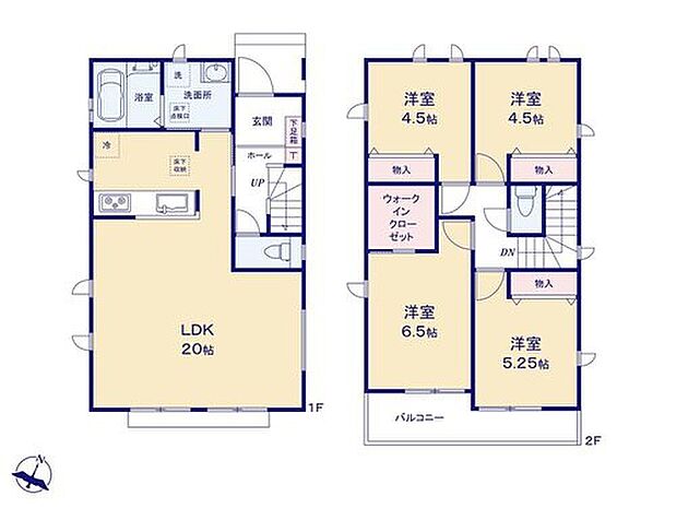 【4LDK】開放感ある20帖のLDK!3面採光で明るい空間です◎
主寝室には大容量のウォークインクローゼット☆家族の冬物のお洋服をまとめて収納するのにも便利です♪
