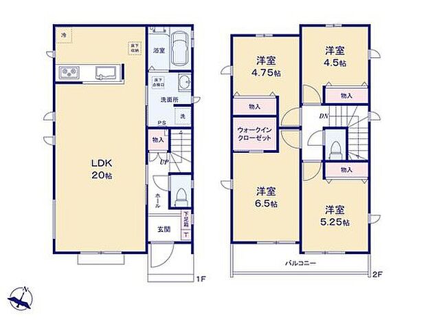 【4LDK】20帖の広いLDK♪対面式キッチンからはリビング全体を見渡せます◎
水回り集中設計で、毎日の家事効率もアップ♪
主寝室のWICには、お洋服や思い出の品もスッキリ収納出来ますね♪