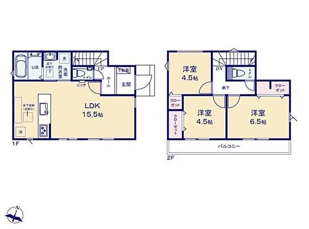 【3LDK】◇調理の合間にサッと洗濯を回せる水回り集中設計で家事効率UP♪
◇リビングにいるご家族を見守りながら調理ができる対面式キッチン♪
◇広々したバルコニーは2部屋から出入り可能で洗濯や布団干しも快適♪