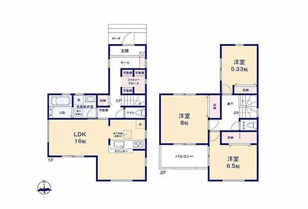 【3LDK】3面採光の明るいリビング♪会話がしやすい対面式キッチン♪
廊下収納やファミリークロークなど収納充実!お部屋スッキリ!
南向きのワイドバルコニーにはたっぷりとお洗濯物が干せます♪