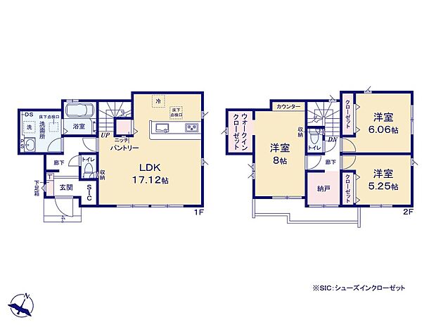 【3LDK】SIC・WIC・パントリーが揃い、収納力もバッチリ◎
窓際の納戸スペースは、室内干しのスペースとしてもオススメです☆
主寝室はひろびろ8帖!カウンターはメイクスペース等、様々な用途でお使い頂けます◎