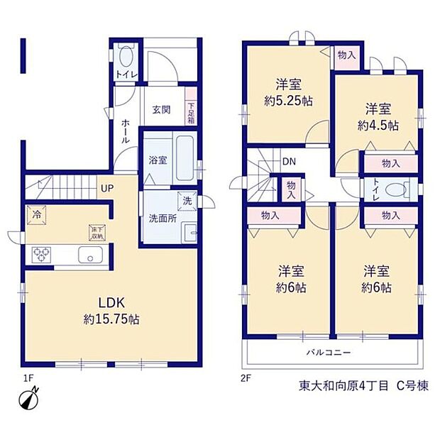 【4LDK】悪天候でも安心の「ビルトインガレージ」！雨に濡れずに室内へ☆水廻り集中設計の間取りや全室二面採光も嬉しいですね♪
