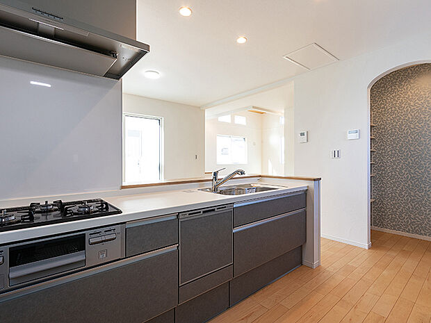 【-】毎日のお料理をもっとラクに、楽しくこなせる、パナソニックの「ラクシーナ」シリーズ。シンクは清潔感のあるベーシックなステンレスタイプで、汚れにくく傷がつきにくい素材を使用し、キレイが長持ち。シンクとカウンターの間は段差を少なくした形状で、お手入れがしやすいスキマレス。汚れがたまりにくい排水口と、ゴミが集めやすく捨てやすいアミカゴを搭載し、洗剤ラックも標準装備。レンジフードは常時換気機能が付いています。調理器具の使用頻度などが考慮された、取り出しやすいオールスライド式のシステムキッチンです。