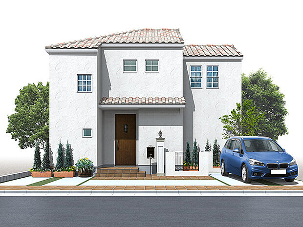 【ＴＡＫＩ　ＨＯＵＳＥの「プロヴァンス」シリーズ。】ＴＡＫＩ　ＨＯＵＳＥの「プロヴァンス」シリーズ。南フランスなどの地中海に面したリゾート地に立つ住宅をイメージした南欧風住宅です。オレンジ色の洋瓦と手作業で行う白い塗り壁が、青空に映えます。（施工例）