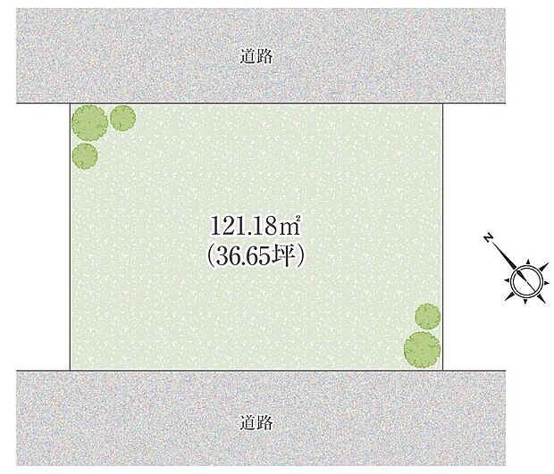 南北両面道路により通風・採光ともに良好。ゆとりと明るさを感じる住環境です。
