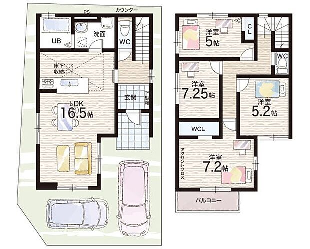 【4LDK】○忠岡小学校・・・徒歩３分 ○忠岡中学校・・・徒歩７分