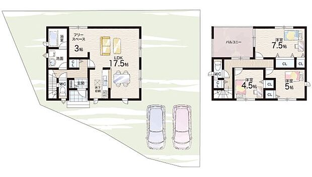 【3LDK】○下荘小学校・・・徒歩10分 ○貝掛中学校・・・徒歩13分