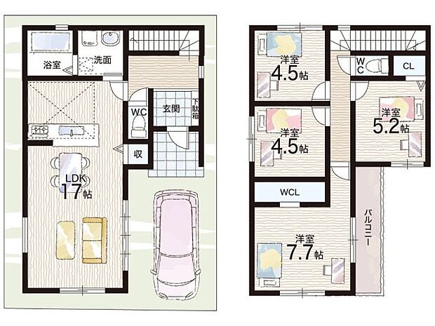 【4LDK】○高美南小学校・・・徒歩7分 ○高美中学校・・・徒歩19分