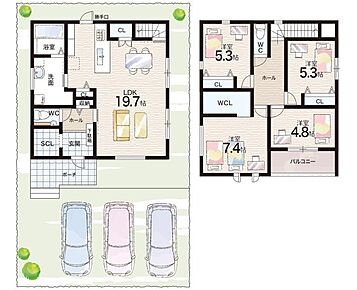 ○つつじが丘小学校・・・徒歩8分 ○藍中学校・・・徒歩20分 