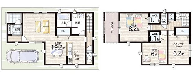【2LDK+S(納戸)】○大庄小学校・・・徒歩1分 ○大庄中学校・・・徒歩5分