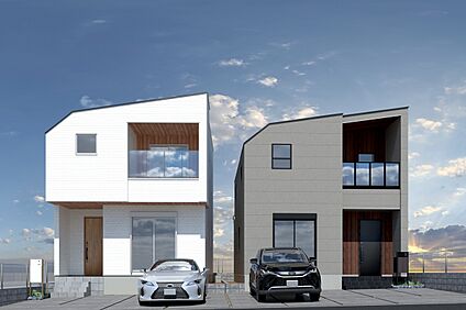 CGイメージパース/（右から）1号地、2号地外観パース