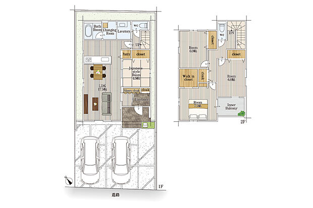 【4LDK】建物面積にはインナーバルコニー4.96ｍ2を含む。