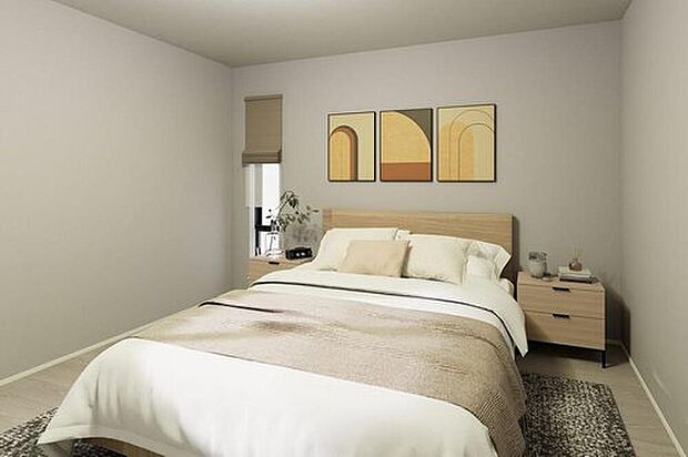 【主寝室イメージパース】8帖の主寝室。大きなベッドを設置してもゆとりのある広さ。