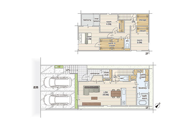 【3LDK2S】建物面積にはインナーバルコニー1.65ｍ2を含む。