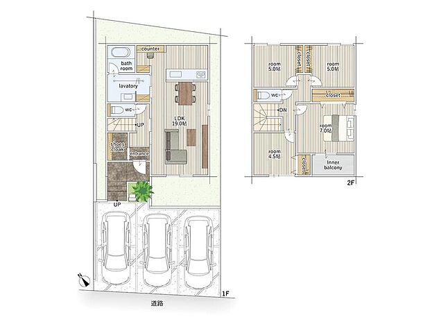 【4LDK】建物面積にはインナーバルコニー3.72m2を含む。