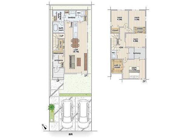 【4LDK】建物面積にはインナーバルコニー1.65m2を含む。
