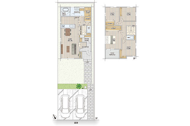 【4LDKS】建物面積にはインナーバルコニー4.96ｍ2を含む。