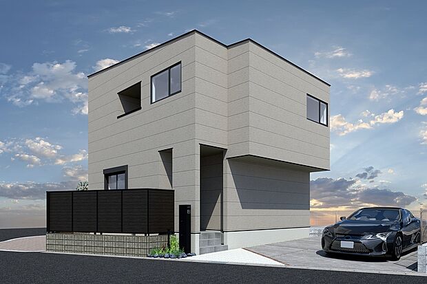 【外観イメージパース】
明るさと開放感が際立つ南西角地の立地！リビングには小上がりの畳コーナー。ゴロンと読書したり来客時には椅子としても使える便利な空間です。