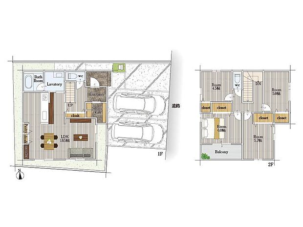間取り図
(1号地)、価格4180万円、4LDK、土地面積117.01m2、建物面積101.45m2