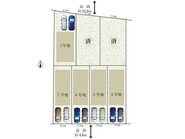 [全体区画図]駐車２台可能です！各棟、魅力ある設備仕様♪お気軽にお問い合わせください。