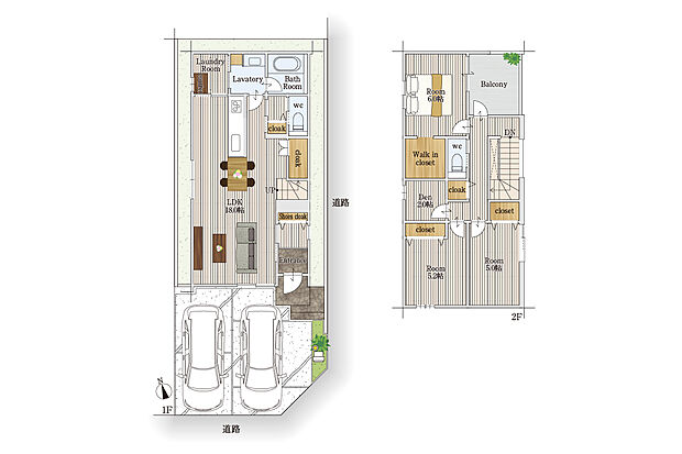 【3SLDK】キッチンの左側扉を開けるとランドリールームがあり、そのまま洗面・浴室に繋がっております。
室内物干しも可能で家事がはかどりそうですね!