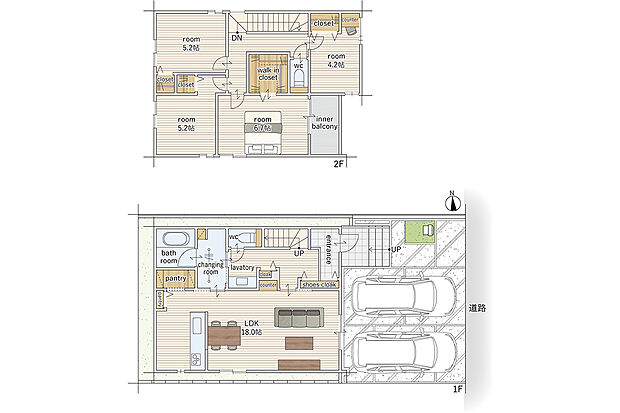 【4LDK】建物面積にはインナーバルコニー3.73m2を含む