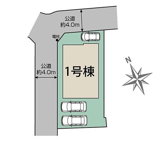 ≪区画図≫
明るく開放感あふれる角地♪お車は3台駐車可能（※車種による）。