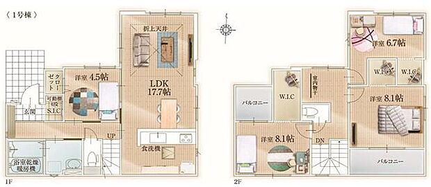 (1号棟)、価格4998万円、4LDK、土地面積154.36m2、建物面積107.41m2