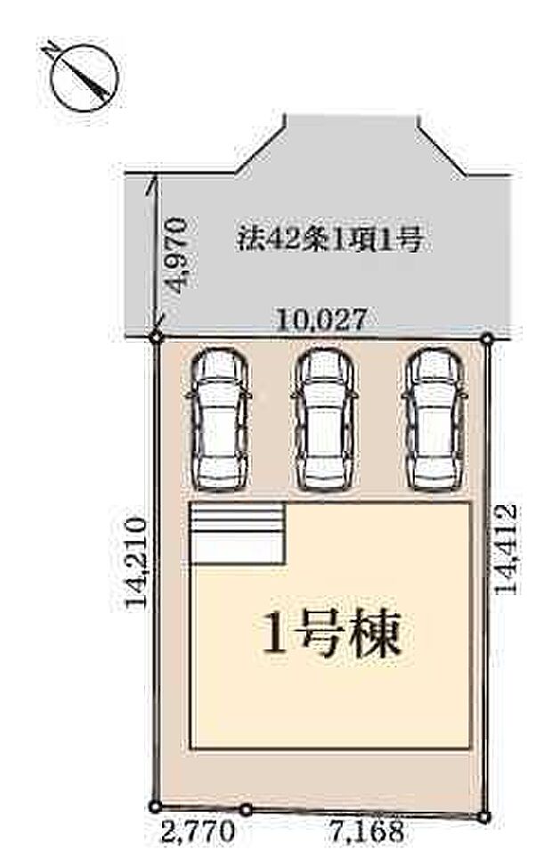 ≪全体区画図≫
車種により並列3台駐車可能なカースペースを完備!家族分の自転車を駐輪したり、急な来客用の駐車スペースとしてもお使いいただけます。