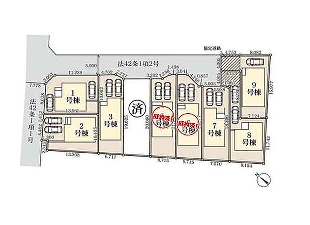 【 全体区画図 】◎大型ショッピングモール至近でお買い物もスムーズ♪
◎お友達も作りやすい全9棟の邸宅♪
