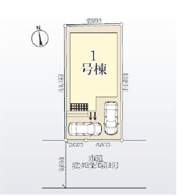 【全体区画図】◎駐車スペース2台分♪ご夫婦で1台ずつ所有可能♪(車種による)
◎長期優良認定住宅♪