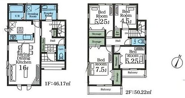 【4LDK】☆キッチンはアクセントクロスを使用した折下天井で高級感アップ☆
・洗面スペースは玄関から直行できる同線がポイントです！
・全居室収納付きでお部屋がスッキリ片付きます◎