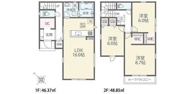【3LDK】広々としたリビングでゆったりとした家族のお時間を…♪
おしゃれなカウンターキッチン採用で食卓も会話が弾みます☆
SICやWICを完備♪収納充実のお住まいです◎