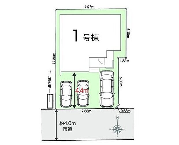 【全体区画図】◎駐車スペース3台可能♪（車種による）
◎WIC・SIC完備♪豊富な収納スペース♪
◎長く安心して暮らせる住まい♪長期優良認定住宅♪