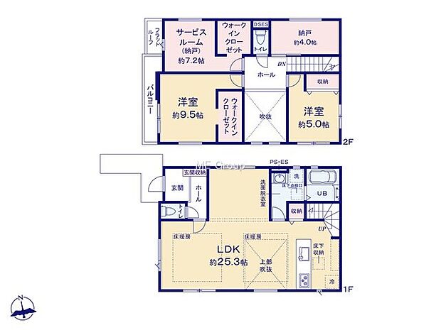 【2LDK+2S】1号棟  