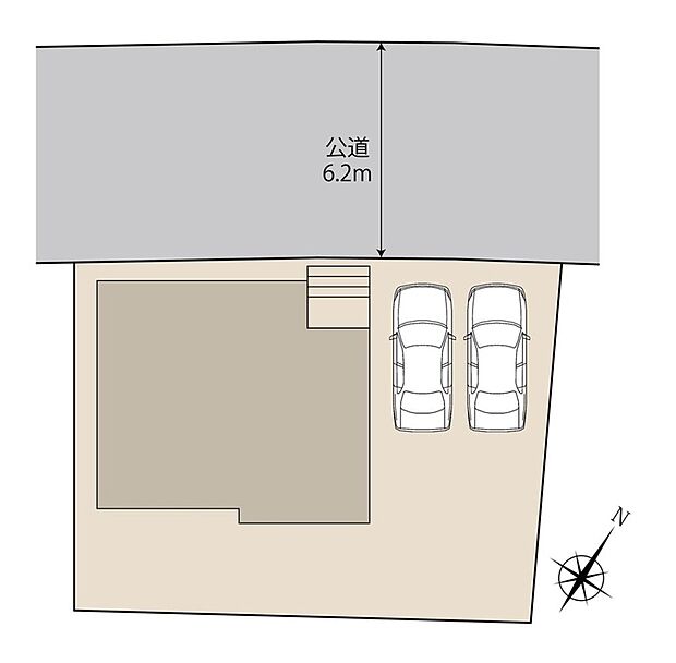 【全体区画図】
限定1棟！
前面道路6.2mとゆったりしており、お子様の送迎など忙しい毎日でも安心です。