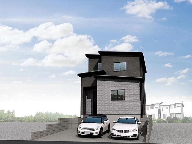 C棟　完成予想図
○エコキュートで環境に優しく、節約も！
空気の熱でお湯をを沸かす給湯器。割安な夜間電力を活用しお湯を沸かしておくため経済的です。
暮らしに合わせた電力契約タイプを選べます。
