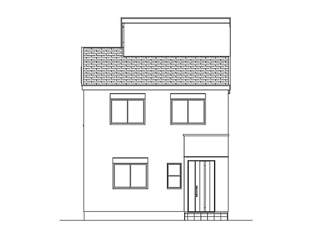 【3号地】立面図
GX志向型住宅/ZEH+/W断熱/蓄電池7.4kW/全館空調with air搭載
