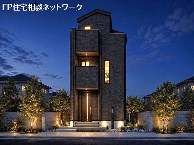 完成予想イメージ:幅5mと広い前面道路に面しています。道路面との高低差もなく、徒歩にも自転車、ベビーカーにも優しい立地環境です。